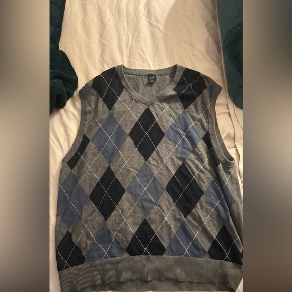 GAP Other - GAP Men's V-Neck Argyle Sweater Vest - Gray and Blue